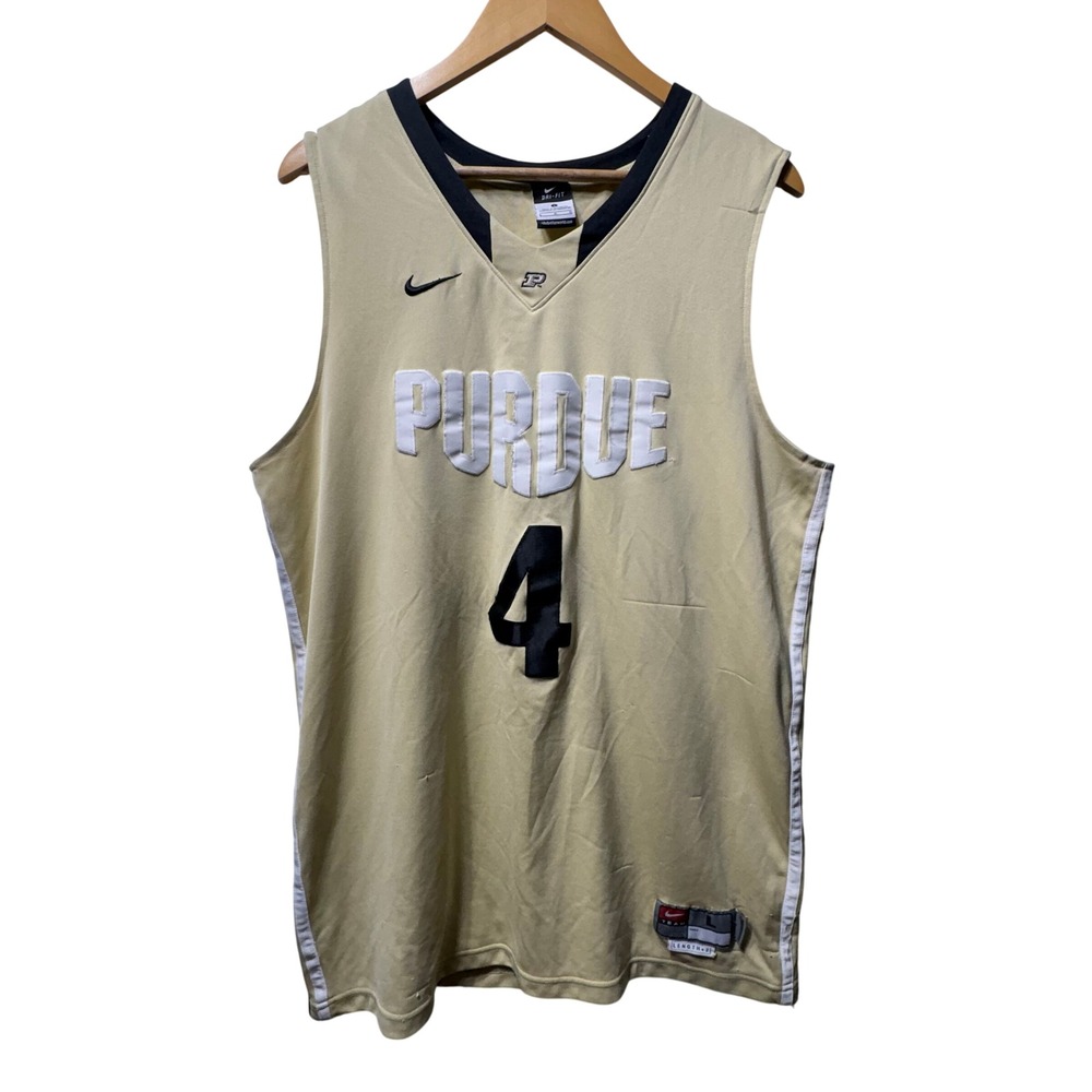 Nike Team Purdue Boilermakers Basketball Jersey Mens Large Gold #4 Dri-FIT